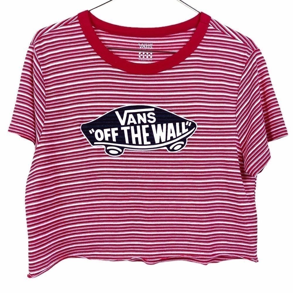 Vans red white short sleeve crop top